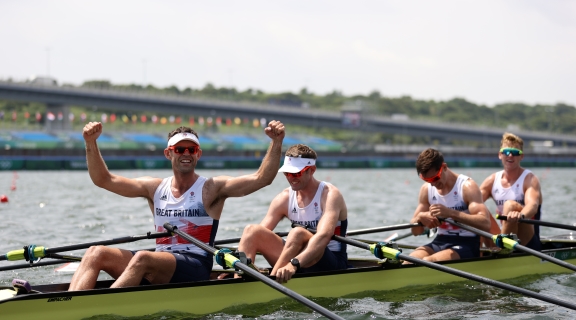 The British men's rowing team compete at Tokyo 2020