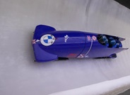 Brad Hall, Arran Gulliver, Tayloir Lawrence and Greg Cackett of the United Kingdom compete in the 4-man Bobsleigh during the BMW IBSF Bob & Skeleton World Cup at the Veltins-EisArena on January 8, 2023 in Winterberg, Germany.