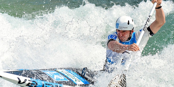 Athlete taking part in canoe race
