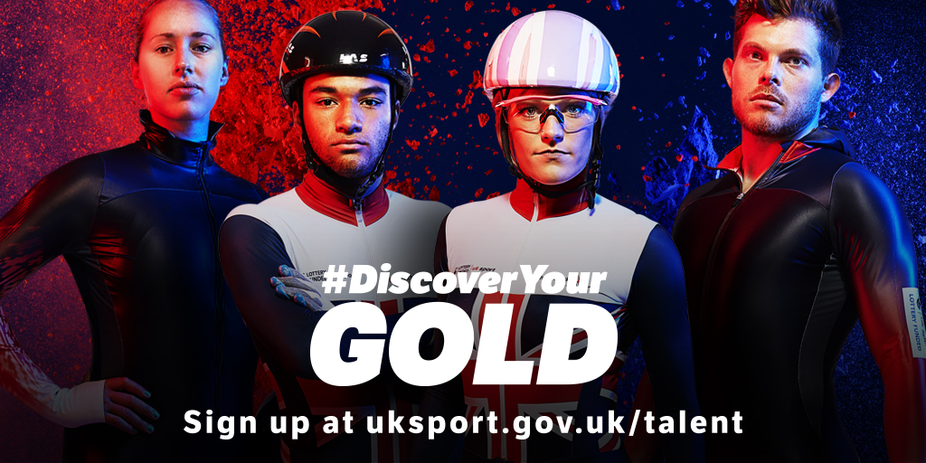 Promotion poster featuring three athletes  