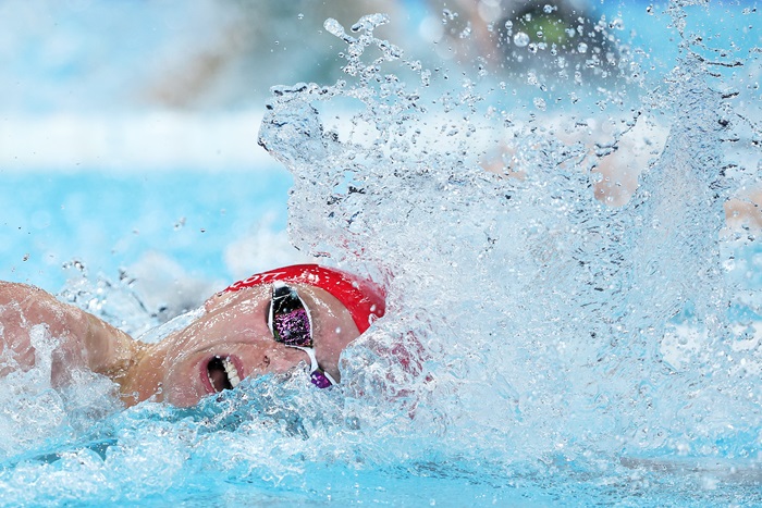 Duncan Scott competes in the swimming pool at the Paris 2024 Olympic Games.