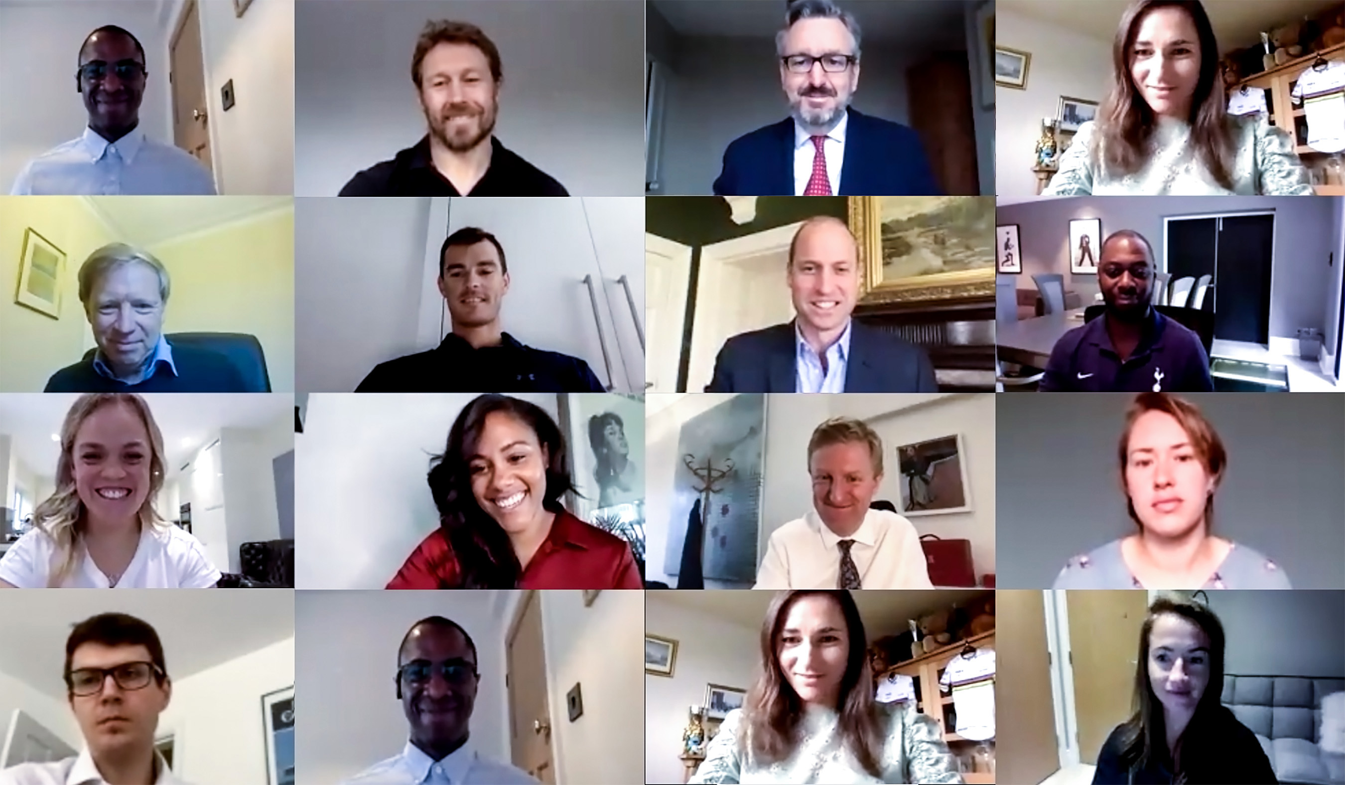 Zoom call featuring Duke of Cambridge and UK sports stars