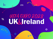 Banner reading Uefa Euro 2028 UK & Ireland