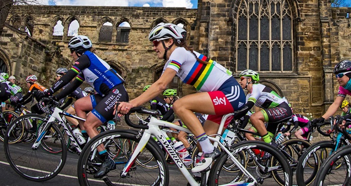 Cyclists competing in a road race