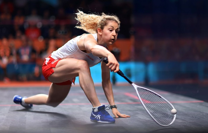 Georgina Kennedy of Team England competes in squash match at Birmingham 2022.