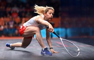 Georgina Kennedy of Team England competes in squash match at Birmingham 2022.