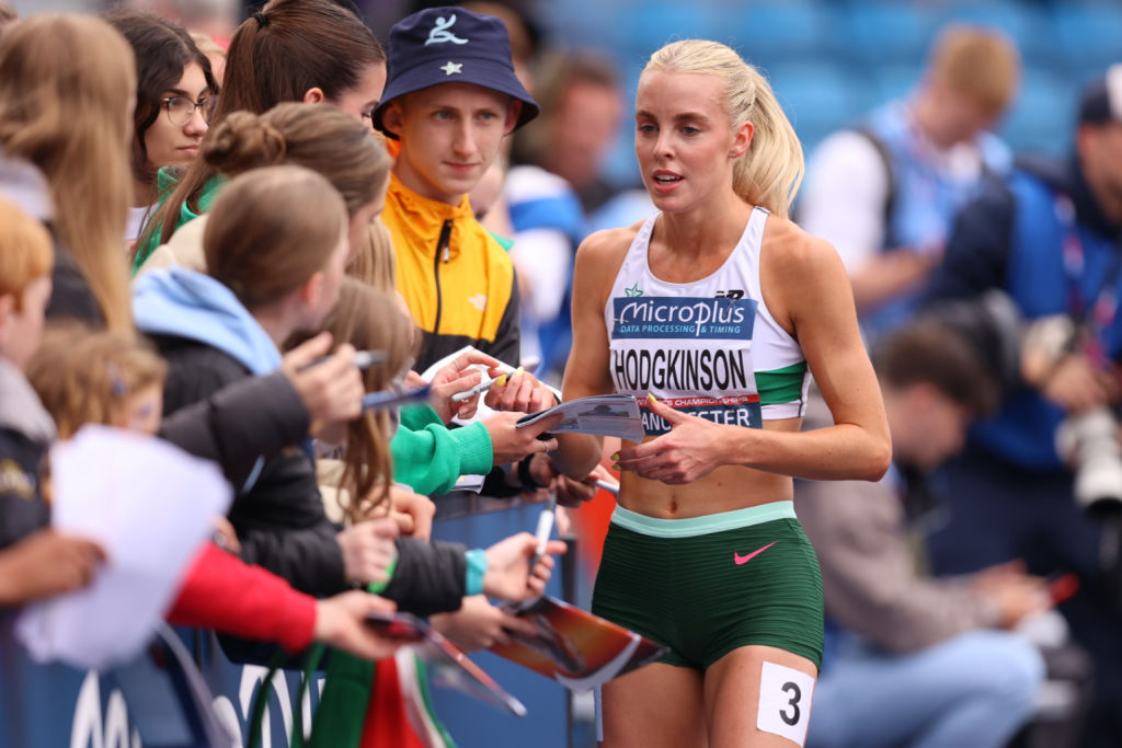 Keely Hodgkinson at the UK Athletics National Championship 2024 signs autographs for fans