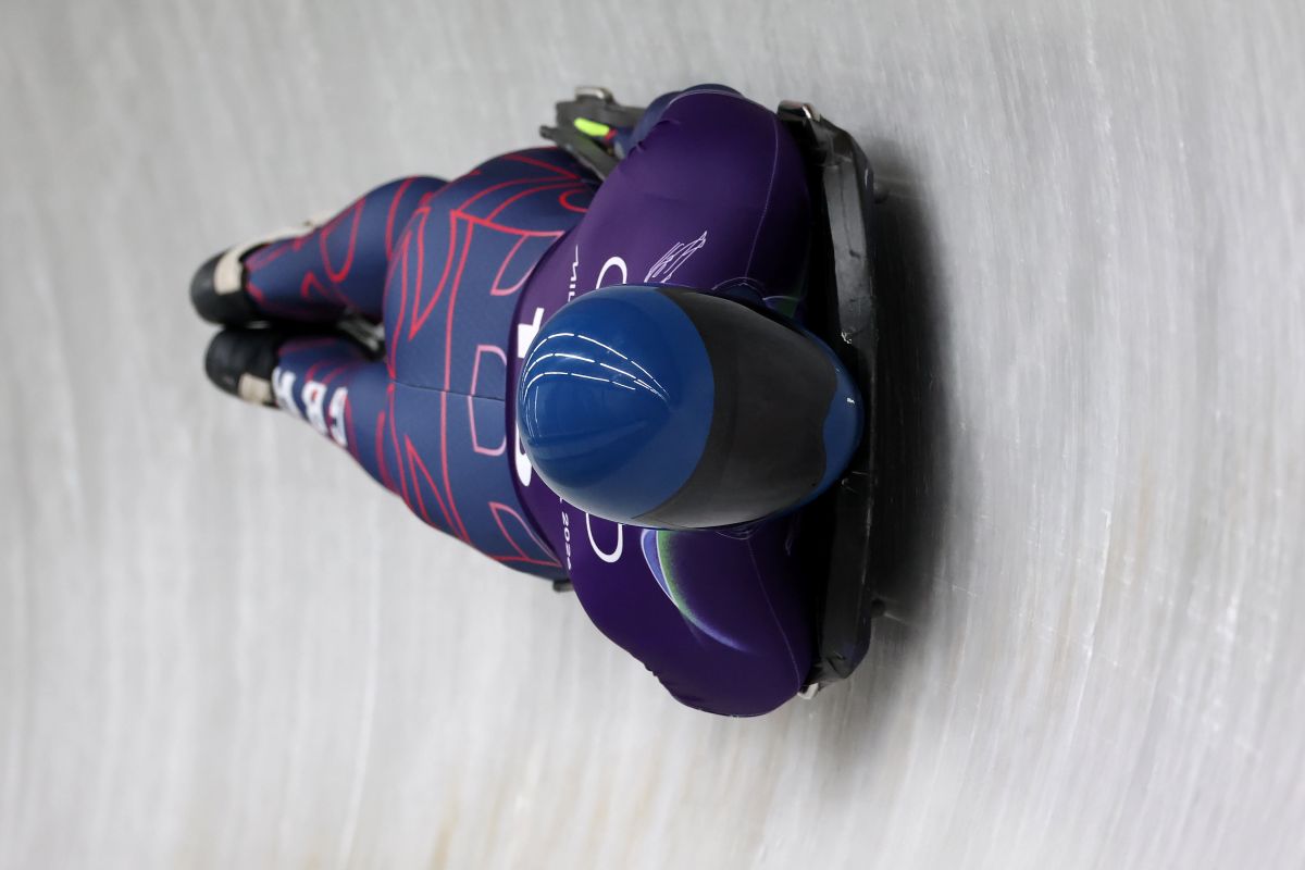  Marcus Wyatt of Team GB during a skeleton run at the Milan Cortina Winter Olympic Games 2026.