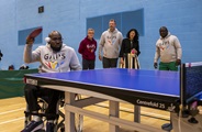 Athlete plays table tennis at GAPS Programme event in Birmingham, Thursday 21st April 2022.
