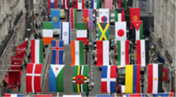 A display of international flags