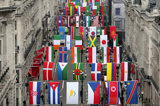 A display of international flags
