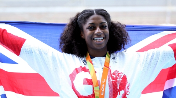 British athlete Kadeena Cox celebrates