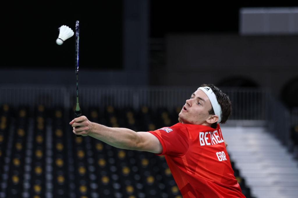 Jack Shepard competing at Tokyo Paralympics in badminton
