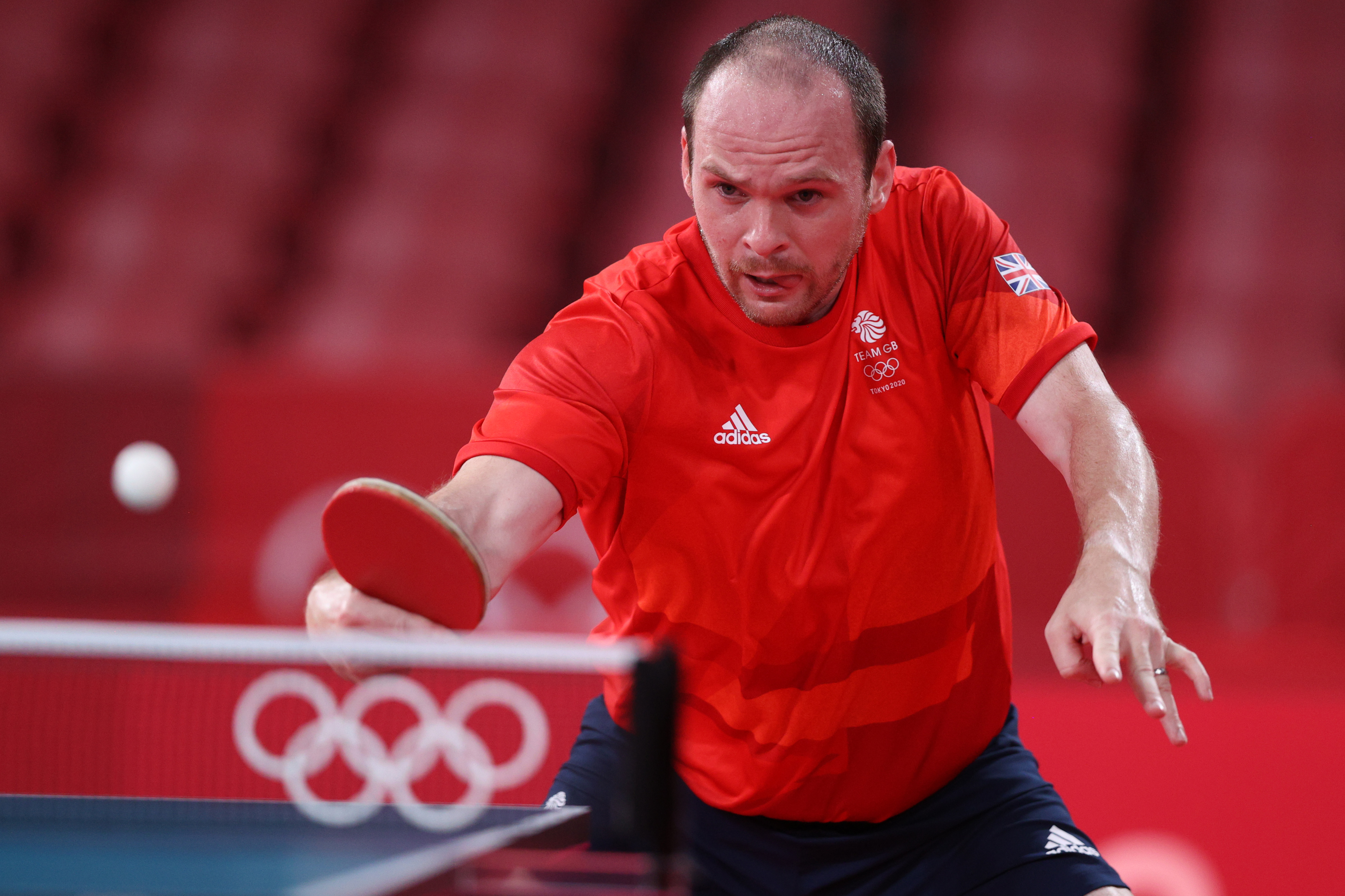 Paul Drinkhall playing at Tokyo 2020