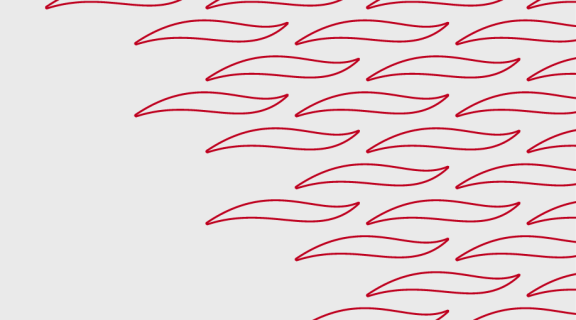 Decorative graphic wave pattern in red on grey background