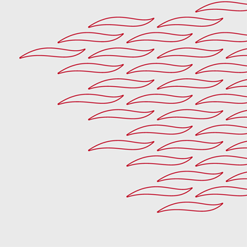 Decorative graphic wave pattern in red on grey background