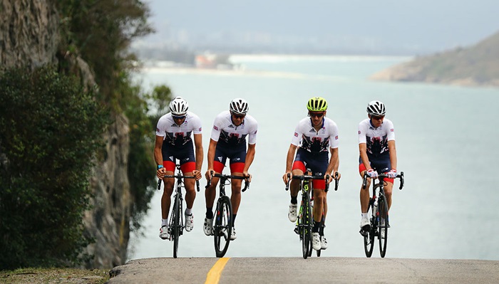 Cyclists competing in a road race