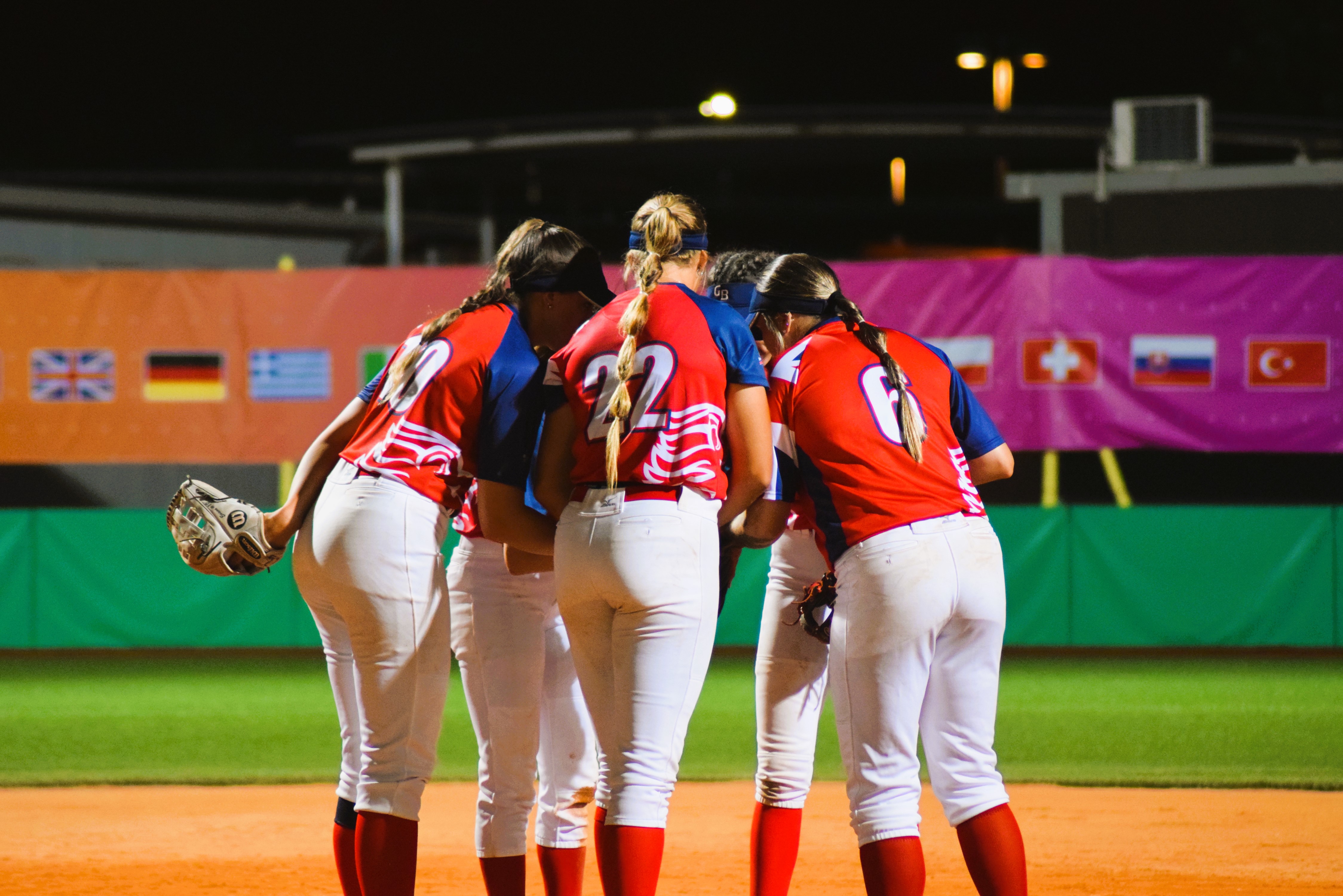 Athletes taking part in a Softball match