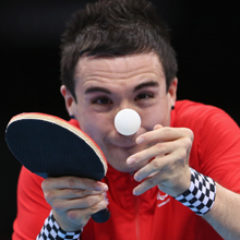 Will Bayley gets ready to serve a ball