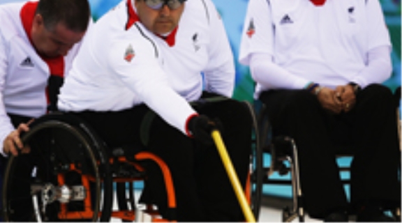 British wheelchair curlers in action at Sochi 2014