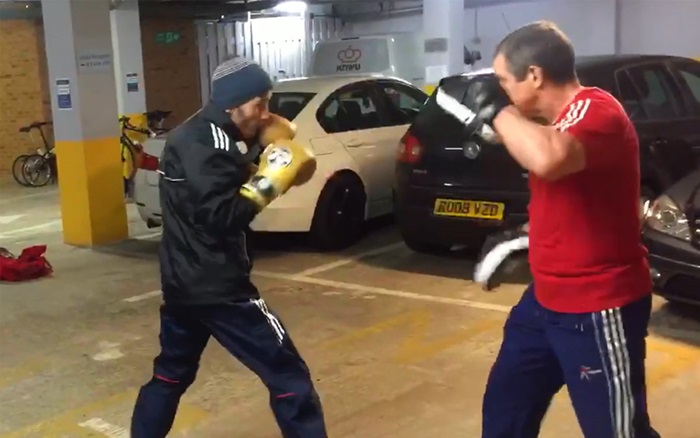 Athlete undertaking boxing training