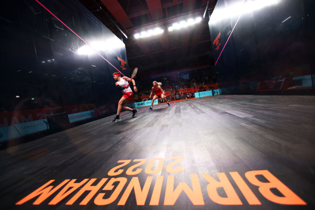 Georgina Kennedy and Sarah-Jane Perry of Team England on day five of the Birmingham 2022 Commonwealth Games.