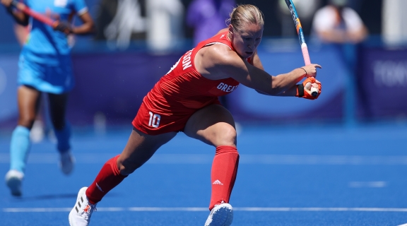 The women's hockey team in action at Tokyo 2020