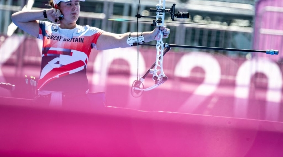 Phoebe Paterson Pine competes in the womens individual compound at Tokyo Paralympic Games