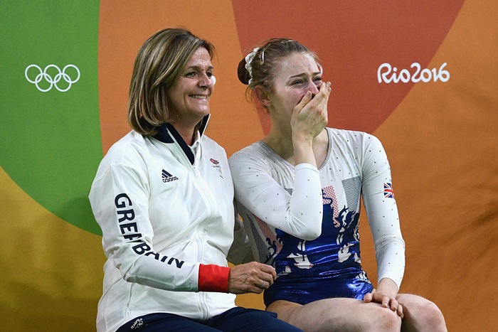 Tracey sat next to her athlete waiting for a result at the Rio Olympic games