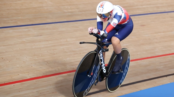 GB rider at the Tokyo Paralympics in the velodrome