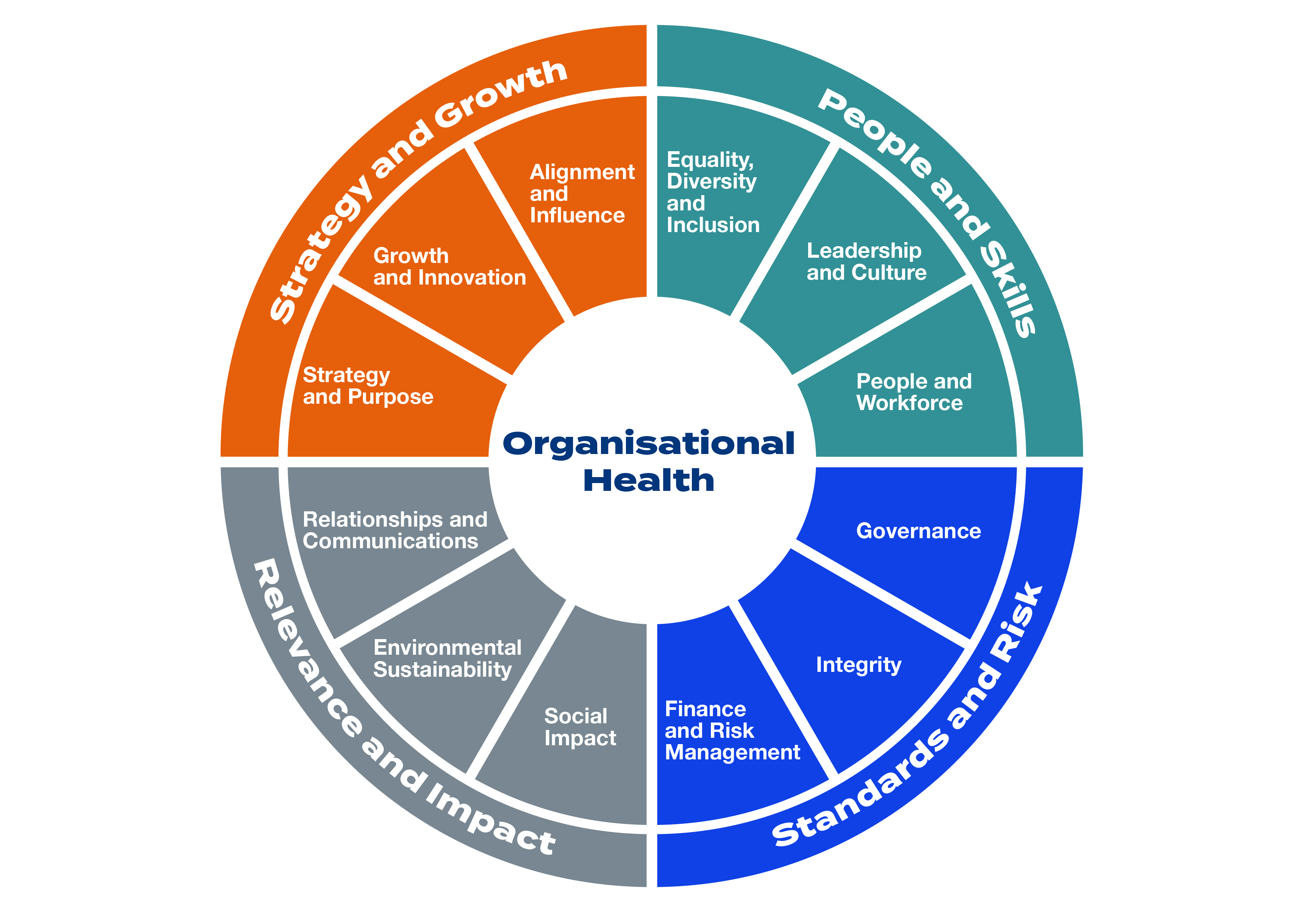 Graphic image depicting the four elements of Organisational Health